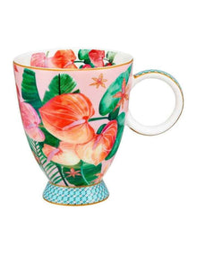 Teas & C's Tropicana Footed Mug 300ml Gift Boxed in Pink