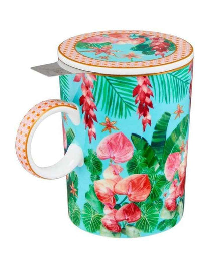 Teas & C's Tropicana Lidded Mug With Infuser 340ml Gift Boxed in Blue