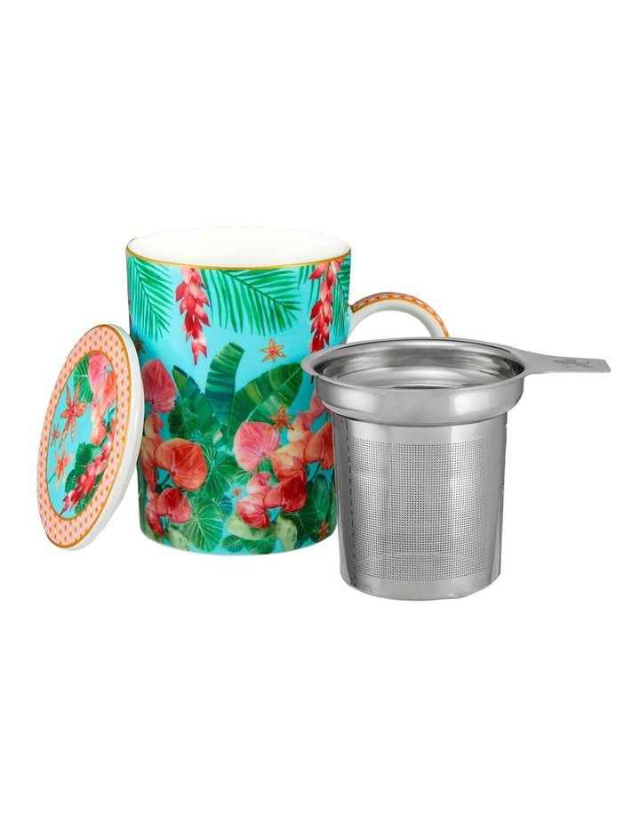 Teas & C's Tropicana Lidded Mug With Infuser 340ml Gift Boxed in Blue