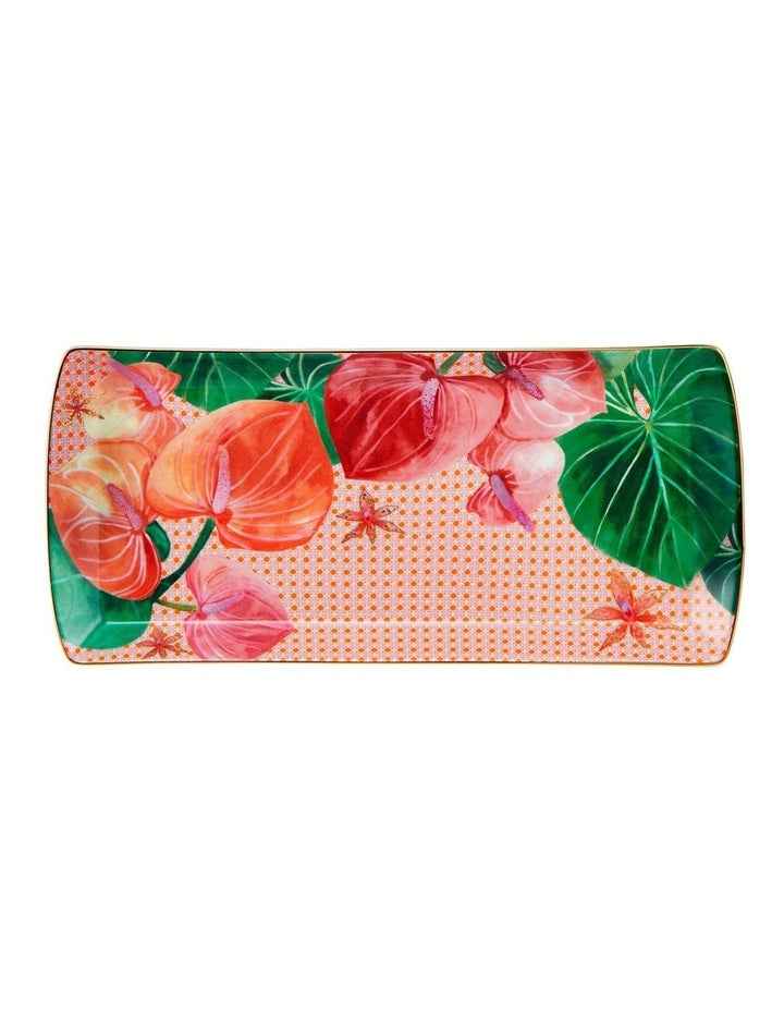 Teas And C's Tropicana Rectangular Platter 25.5x11.5cm Gift Boxed in Pink