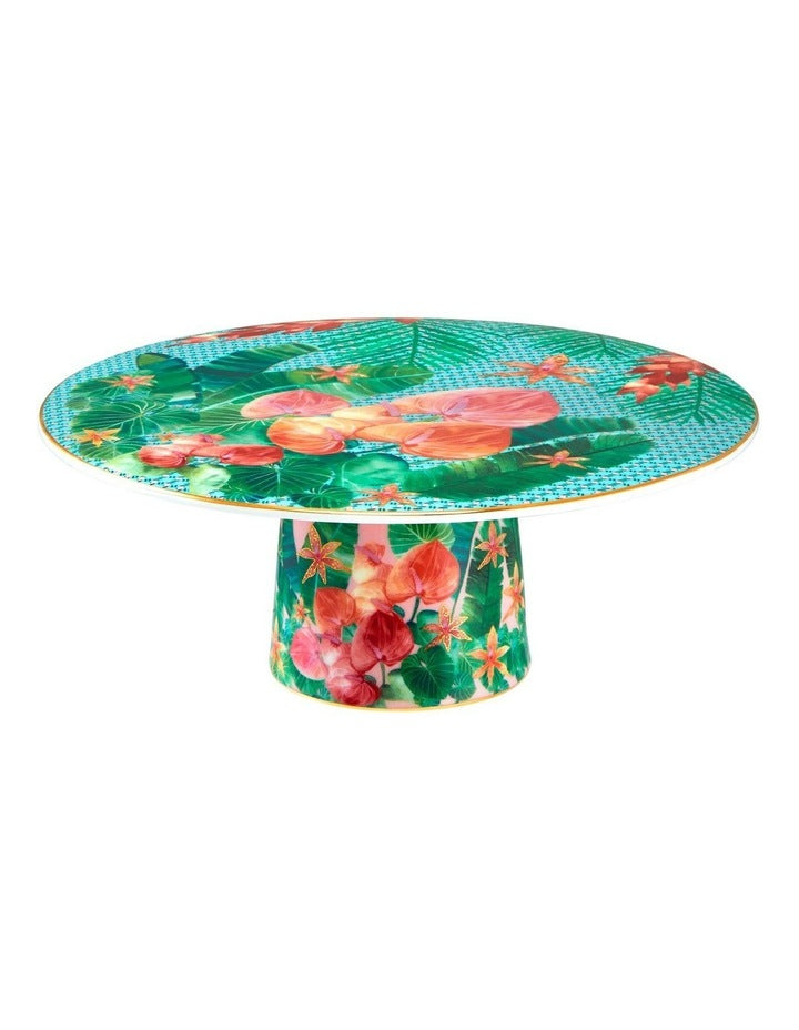 Teas & C's Tropicana Footed Cake Stand 20cm Gift Boxed in Blue