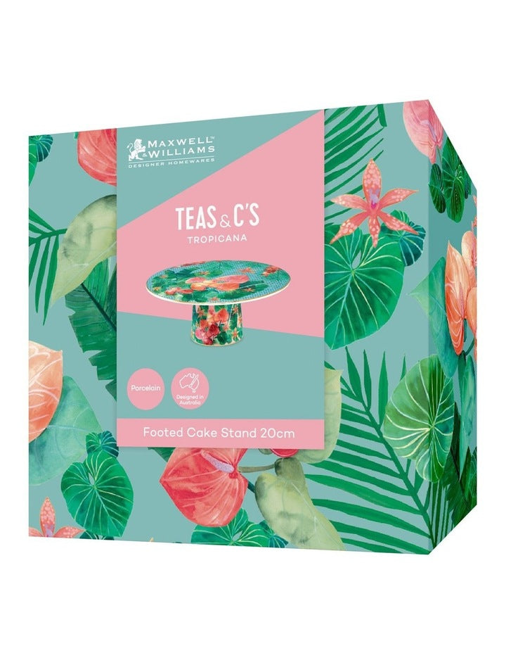 Teas & C's Tropicana Footed Cake Stand 20cm Gift Boxed in Blue