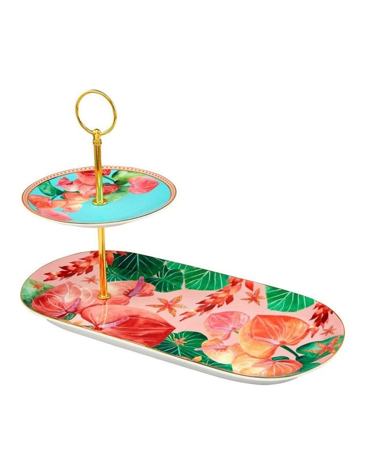 Teas & C's Tropicana 2 Tiered Entertaining Set Gift Boxed
