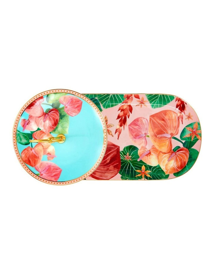 Teas & C's Tropicana 2 Tiered Entertaining Set Gift Boxed
