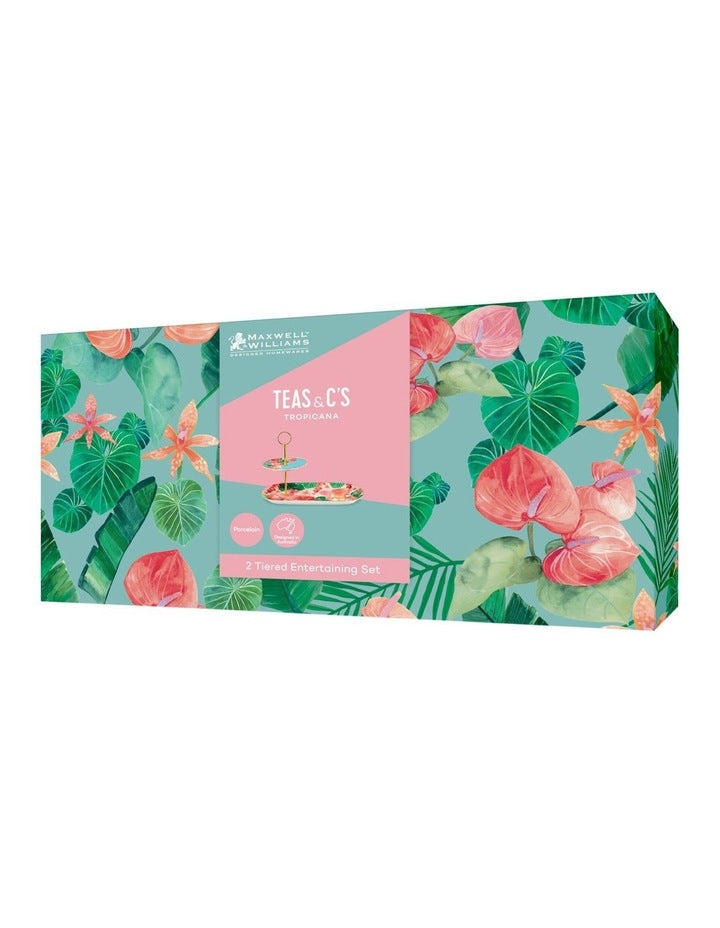 Teas & C's Tropicana 2 Tiered Entertaining Set Gift Boxed