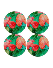 Teas & C's Tropicana Round Cork Back Coaster 10cm Set of 4 Gift Boxed