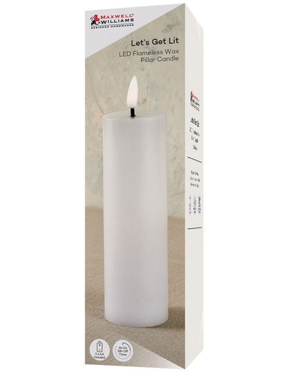 Let's Get Lit LED Flameless Wax Pillar Candle 5.5x15cm Gift Boxed in Natural