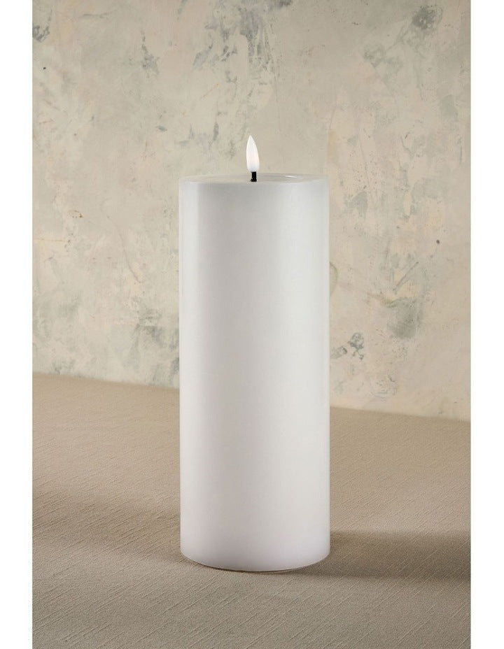 Let's Get Lit LED Flameless Wax Pillar Candle 10x25cm Natural Gift Boxed