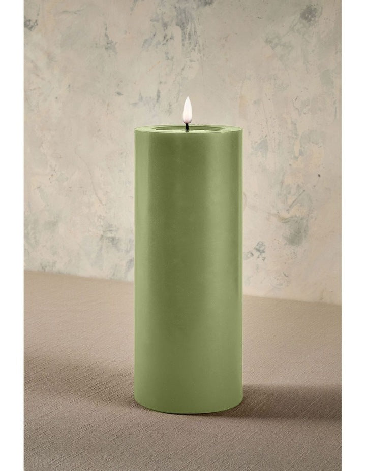 Let's Get Lit LED Flameless Wax Pillar Candle 10x25cm Pine Gift Boxed