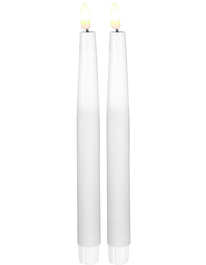 Let's Get Lit LED Flameless Wax Taper Candle 24cm 2 Pieces Gift Boxed in Natural