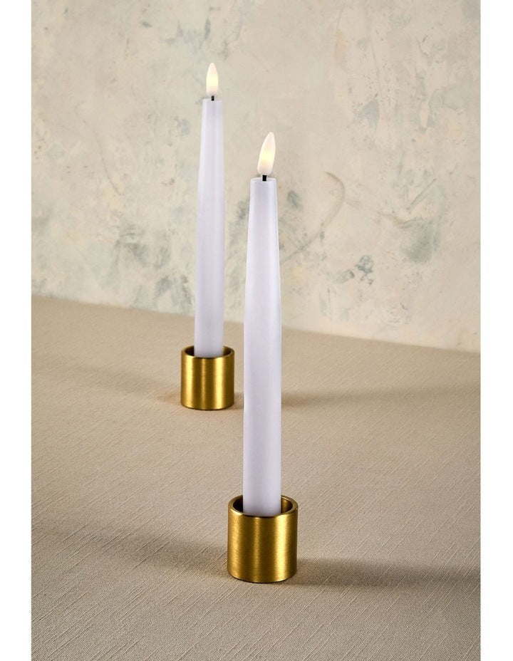 Let's Get Lit LED Flameless Wax Taper Candle 24cm 2 Pieces Gift Boxed in Natural