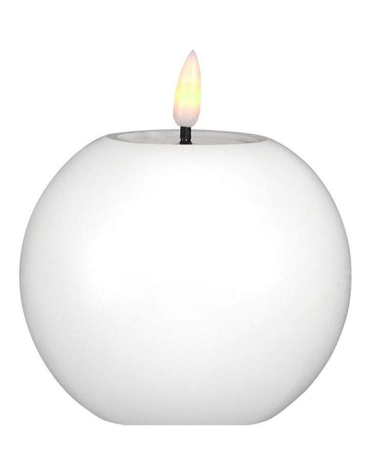 Let's Get Lit LED Flameless Round Wax Candle 10cm Gift Boxed in Natural