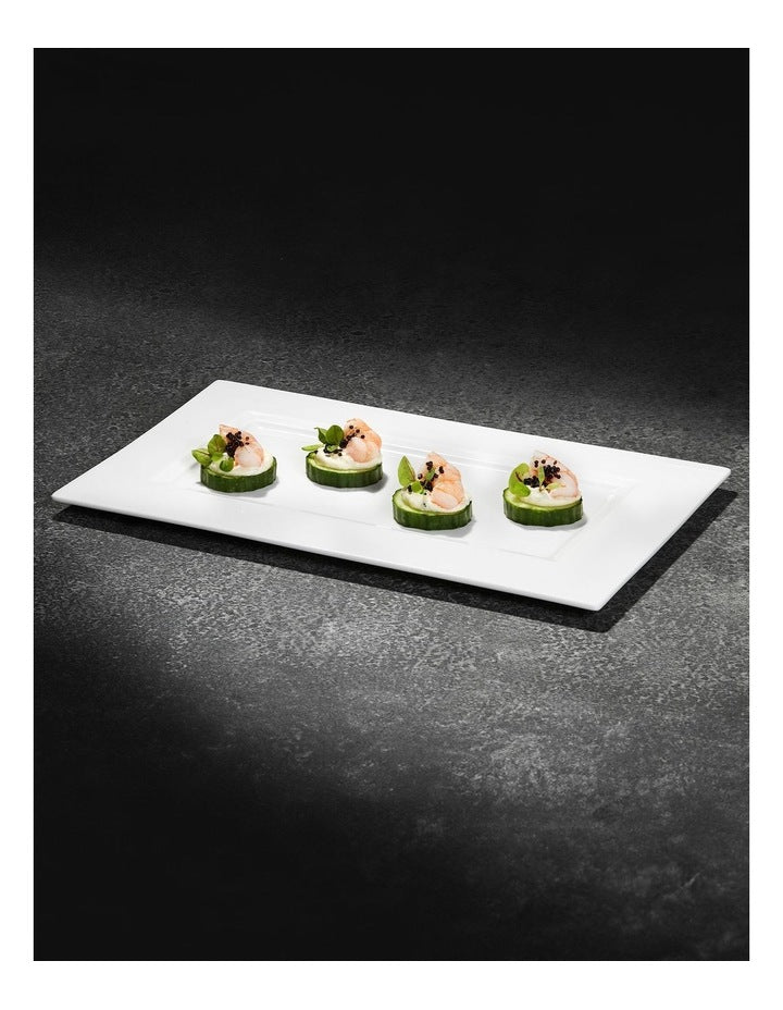 Cashmere Rectangular Platter 32x19cm Gift Boxed in White