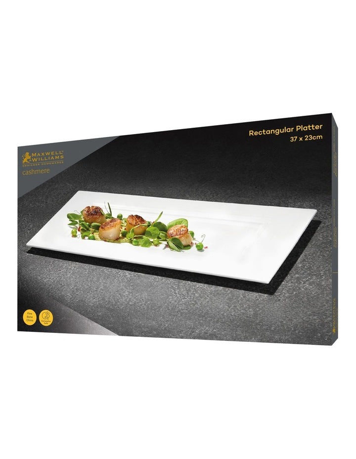 Cashmere Rectangular Platter 37x23cm Gift Boxed in White