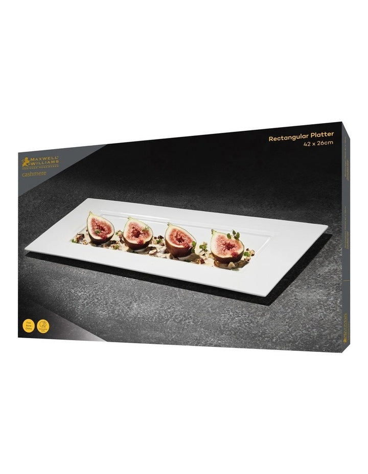 Cashmere Rectangular Platter 42x26cm Gift Boxed in White