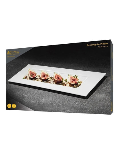 Cashmere Rectangular Platter 42x26cm Gift Boxed in White