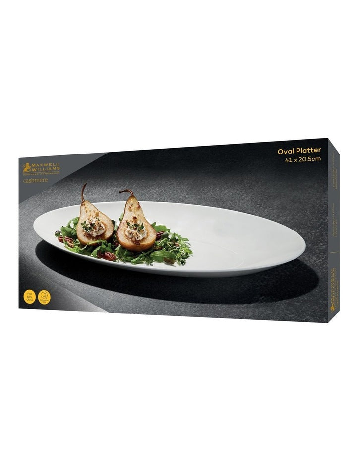 Cashmere Oval Platter 41x20.5cm Gift Boxed in White