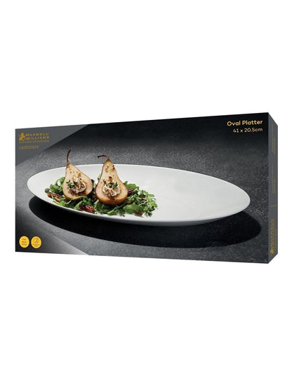 Cashmere Oval Platter 41x20.5cm Gift Boxed in White
