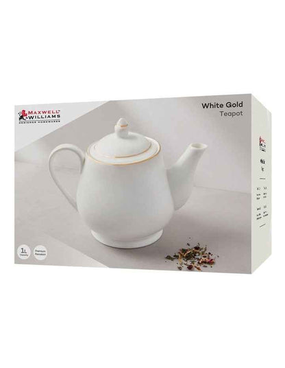 White Gold Teapot 1L Gift Boxed in Gold