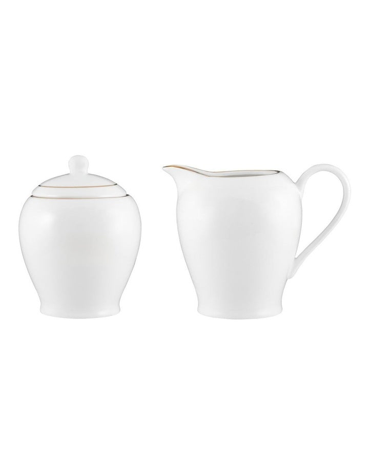 White Gold Sugar & Creamer Set Gift Boxed in Gold