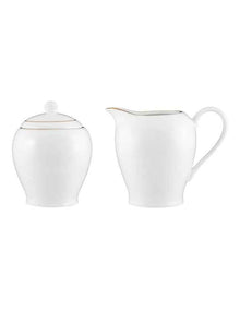 White Gold Sugar & Creamer Set Gift Boxed in Gold