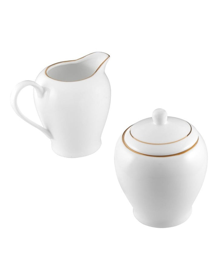 White Gold Sugar & Creamer Set Gift Boxed in Gold