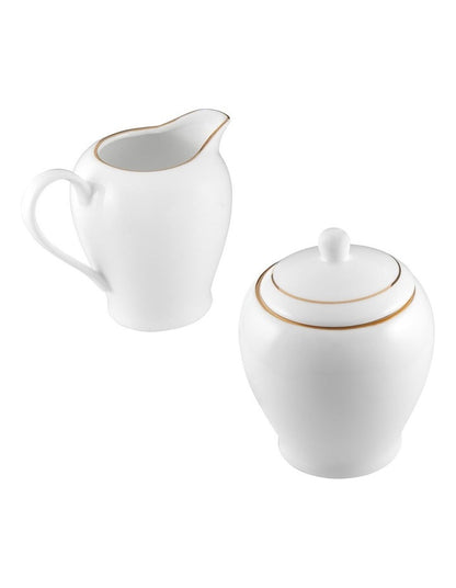 White Gold Sugar & Creamer Set Gift Boxed in Gold