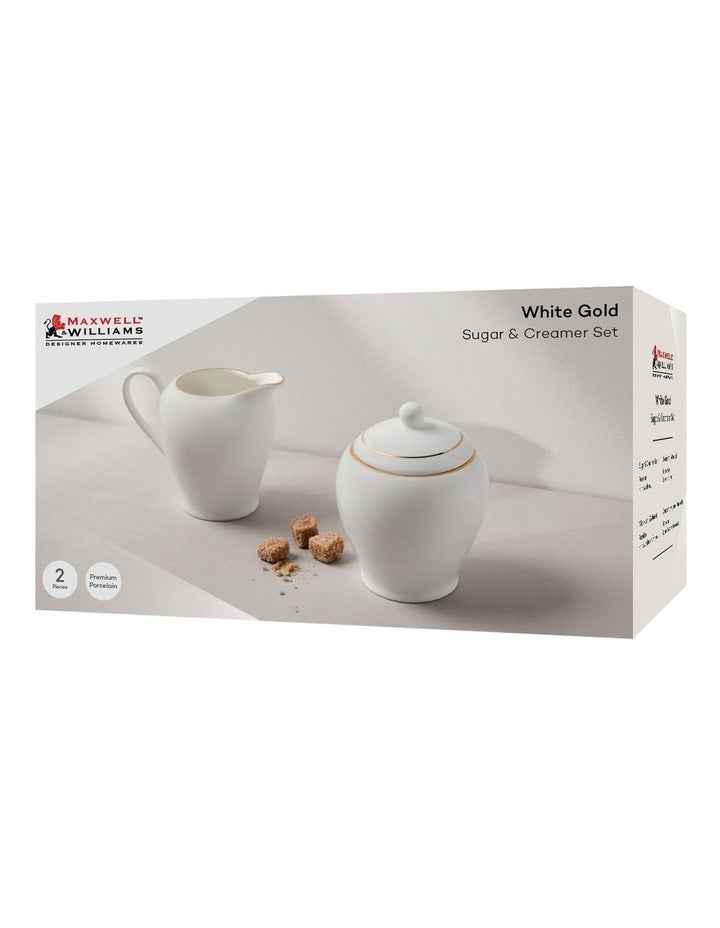 White Gold Sugar & Creamer Set Gift Boxed in Gold