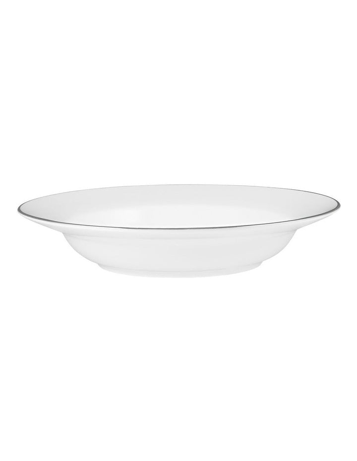 White Platinum Rim Soup Bowl 23cm in Platinum