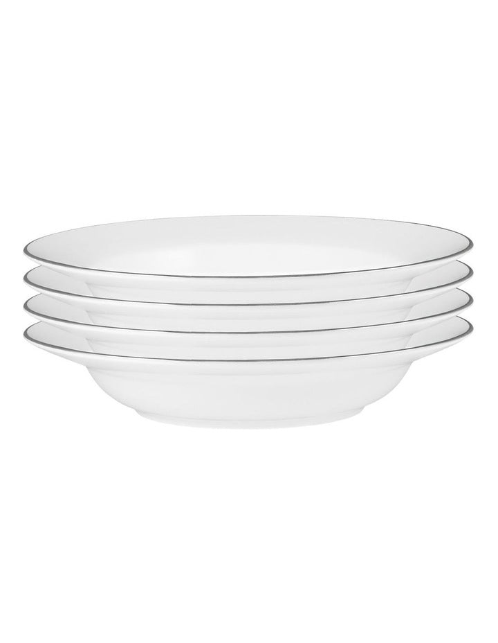 White Platinum Rim Soup Bowl 23cm in Platinum