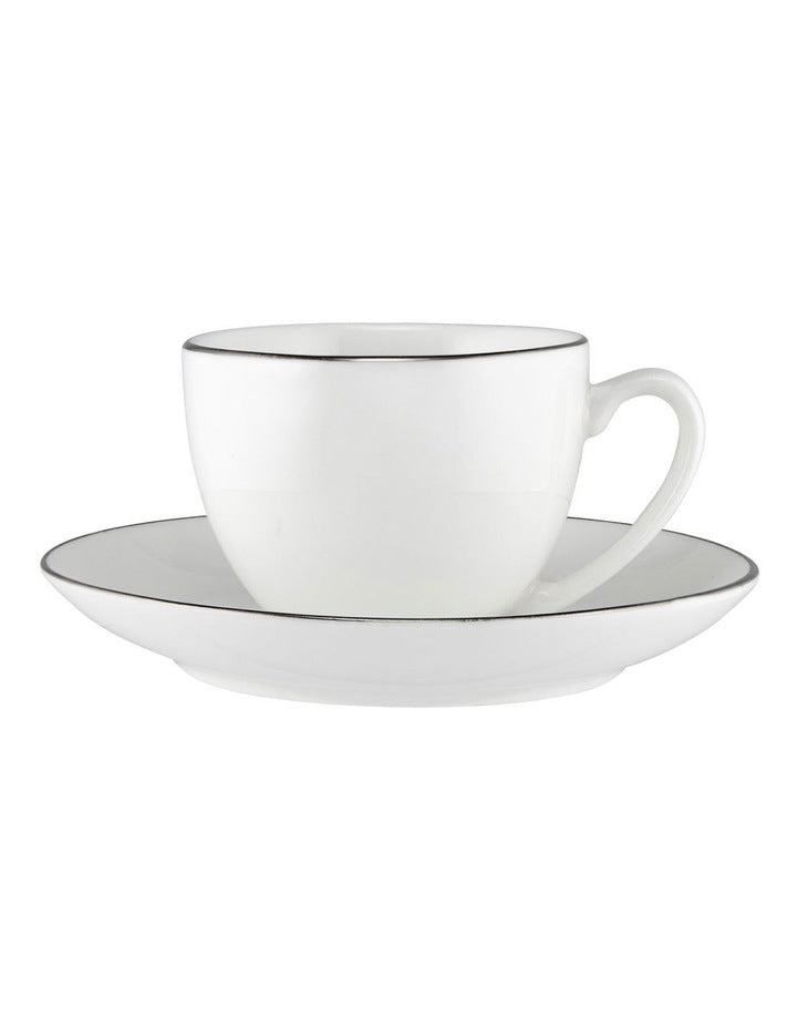 White Platinum Coupe Demi Cup & Saucer 90ml in Platinum