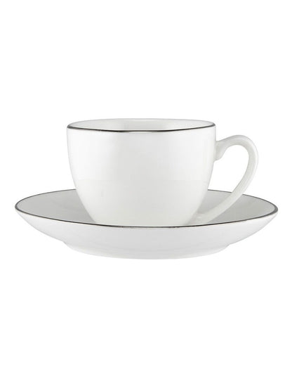 White Platinum Coupe Demi Cup & Saucer 90ml in Platinum