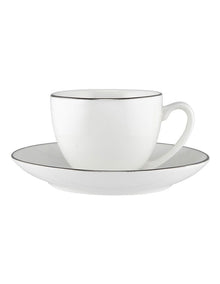 White Platinum Coupe Demi Cup & Saucer 90ml in Platinum