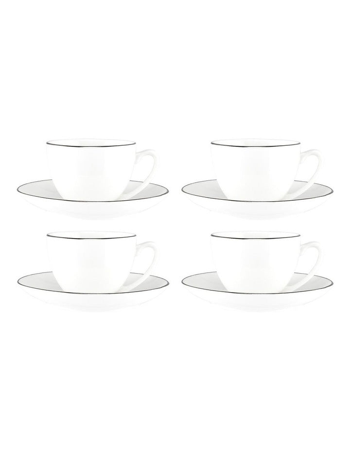 White Platinum Coupe Demi Cup & Saucer 90ml in Platinum
