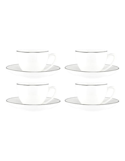 White Platinum Coupe Demi Cup & Saucer 90ml in Platinum