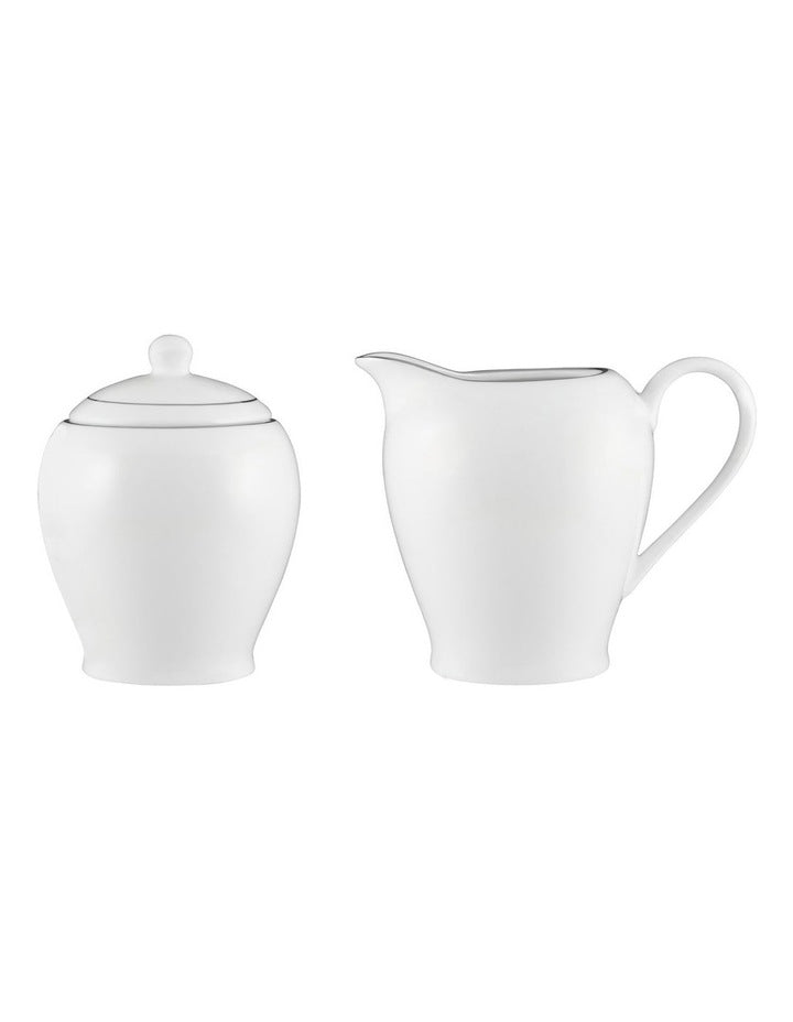 White Platinum Sugar & Creamer Set Gift Boxed in Platinum