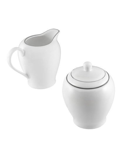 White Platinum Sugar & Creamer Set Gift Boxed in Platinum