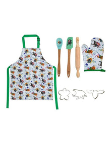 Pete Cromer Garden Party Kids Apron and Cookie Set 8 Piece in Green