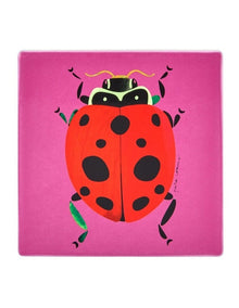 Pete Cromer Garden Party Ceramic Square Coaster 9.5cm Ladybird in Pink
