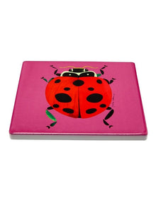 Pete Cromer Garden Party Ceramic Square Coaster 9.5cm Ladybird in Pink