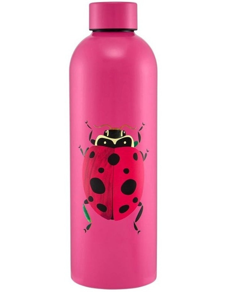 Pete Cromer Garden Party Double Wall Insulated Bottle 750ml Ladybird Gift Boxed in Pink