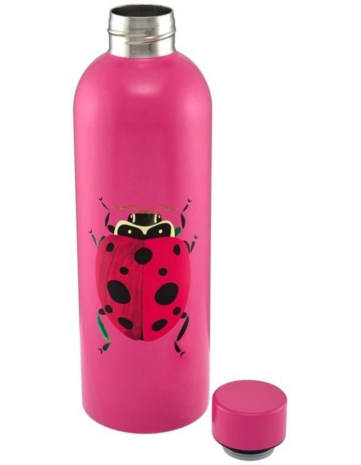 Pete Cromer Garden Party Double Wall Insulated Bottle 750ml Ladybird Gift Boxed in Pink