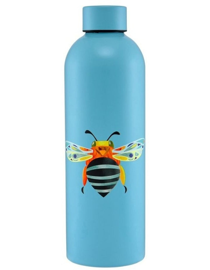 Pete Cromer Garden Party Double Wall Insulated Bottle 750ml Blue Banded Bee Gift Boxed in Blue