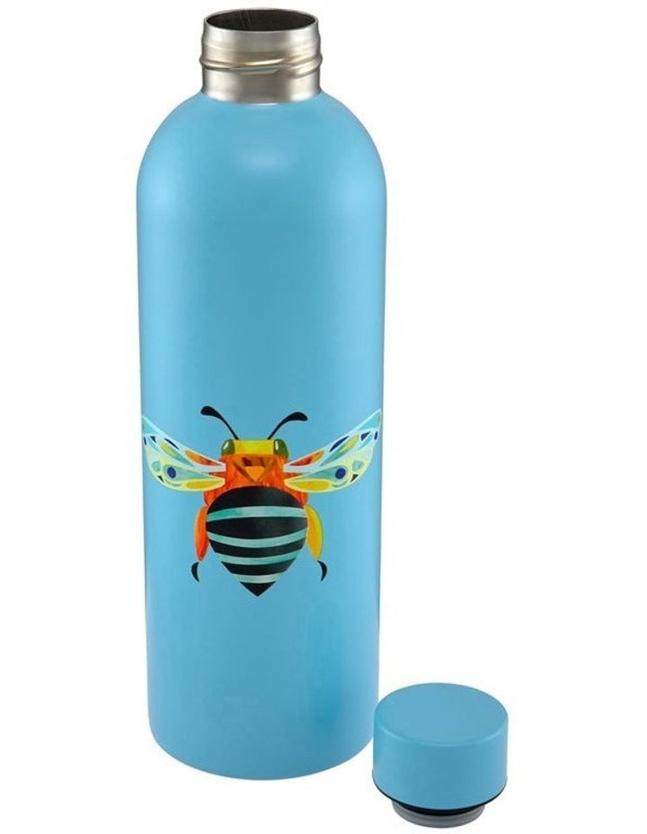 Pete Cromer Garden Party Double Wall Insulated Bottle 750ml Blue Banded Bee Gift Boxed in Blue