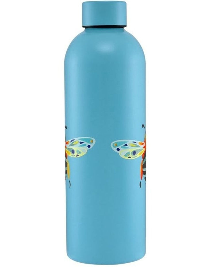 Pete Cromer Garden Party Double Wall Insulated Bottle 750ml Blue Banded Bee Gift Boxed in Blue