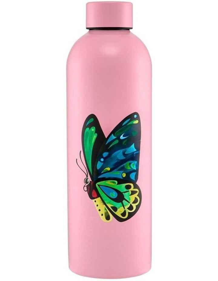 Pete Cromer Garden Party Double Wall Insulated Bottle 750ml Butterfly Gift Boxed in Light Pink
