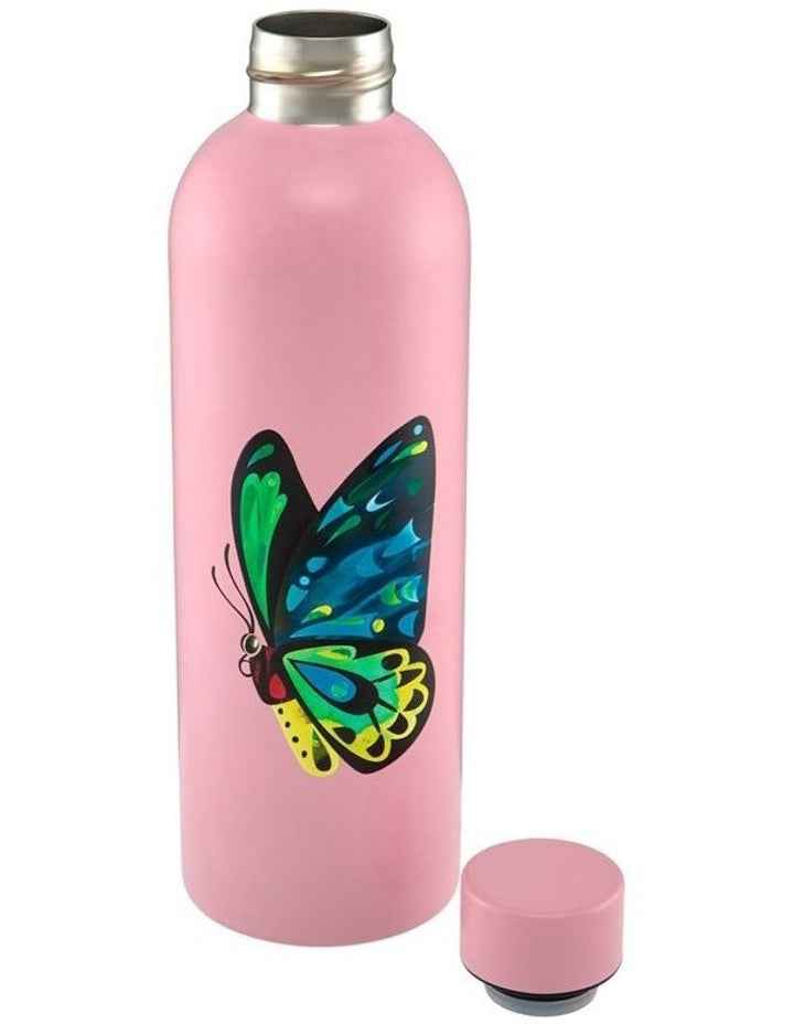Pete Cromer Garden Party Double Wall Insulated Bottle 750ml Butterfly Gift Boxed in Light Pink