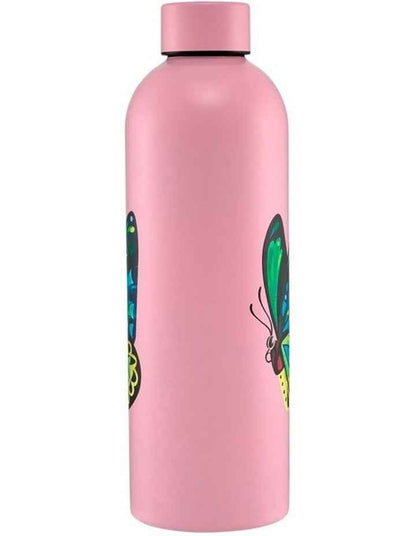 Pete Cromer Garden Party Double Wall Insulated Bottle 750ml Butterfly Gift Boxed in Light Pink
