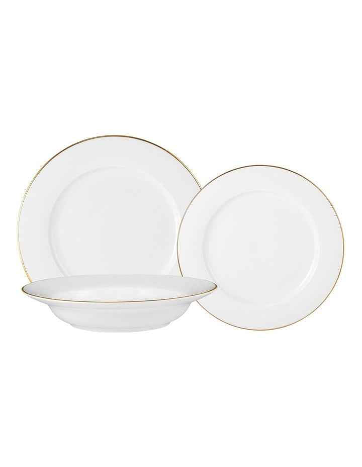 White Gold Rim Dinner Set 12 Piece Gift Boxed in Gold