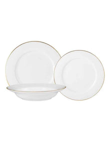 White Gold Rim Dinner Set 12 Piece Gift Boxed in Gold
